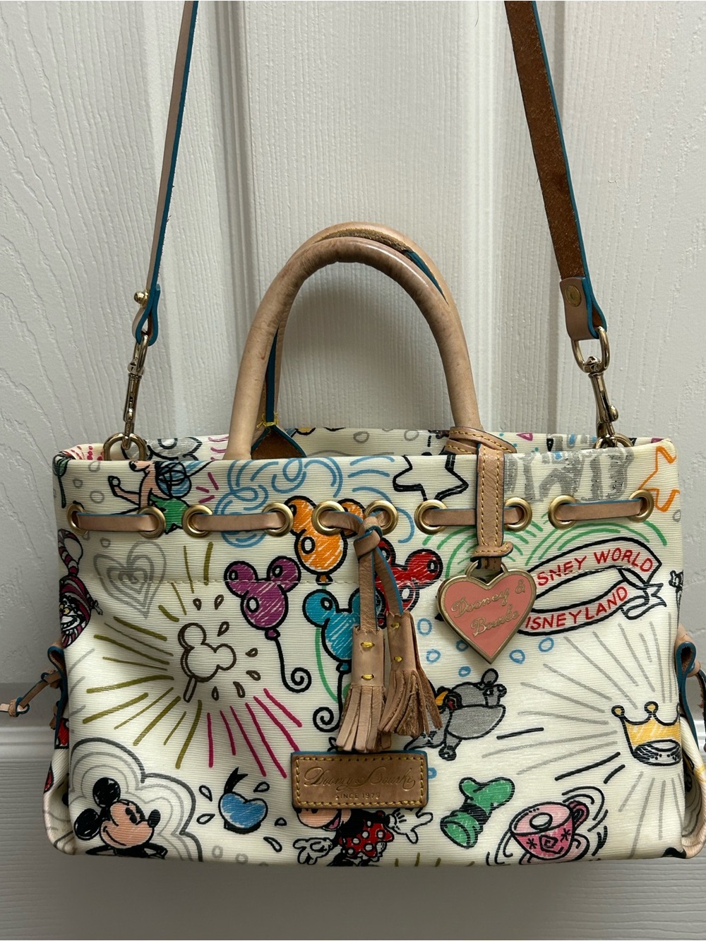 Dooney & Bourke White Multicolor Disney Print Satchel